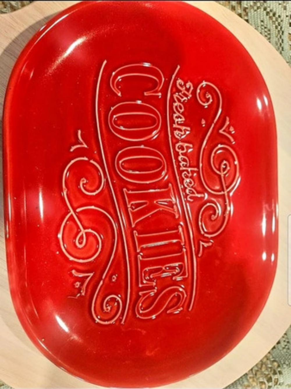 Hallmark Fresh Baked Cookies Red Ceramic Plate